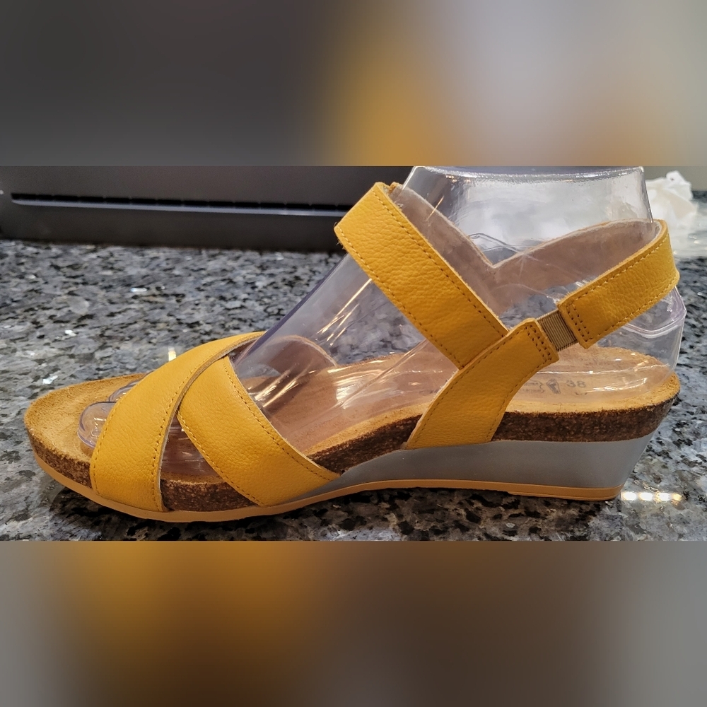 Naot, the Throne Wedge Sandals, Yellow (Marigold) Women's Size 7 (38) - Picture 7 of 11